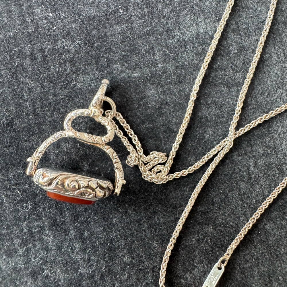 Monica Rich Kosann Sterling Carnelian Love Pendant - Picture 6 of 8
